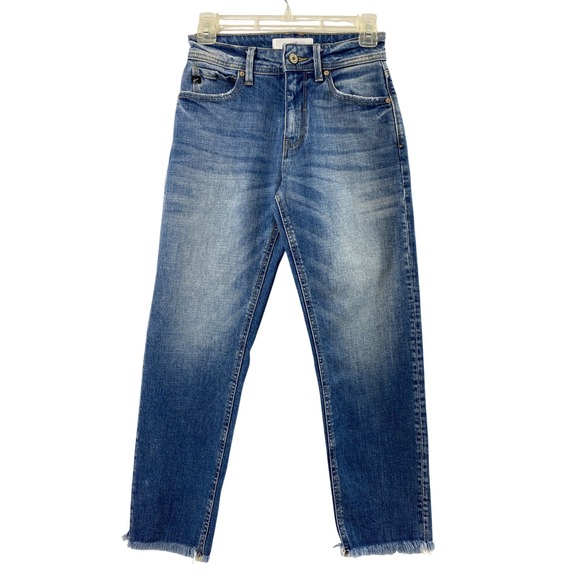 KanCan Denim - Kancan‎ Straight Jeans Junior 1 Medium Wash Denim Distress Raw Hem Pockets